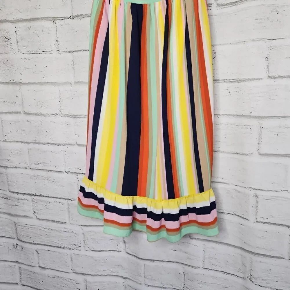 Modcloth Womens Multicolor Frequent Piquant Stripe Ruffle Hem Halter Dress Small - Picture 4 of 15